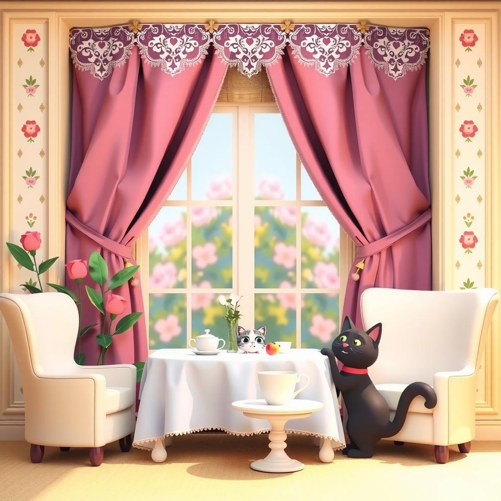 Lace Curtain Parlour Coloring Page