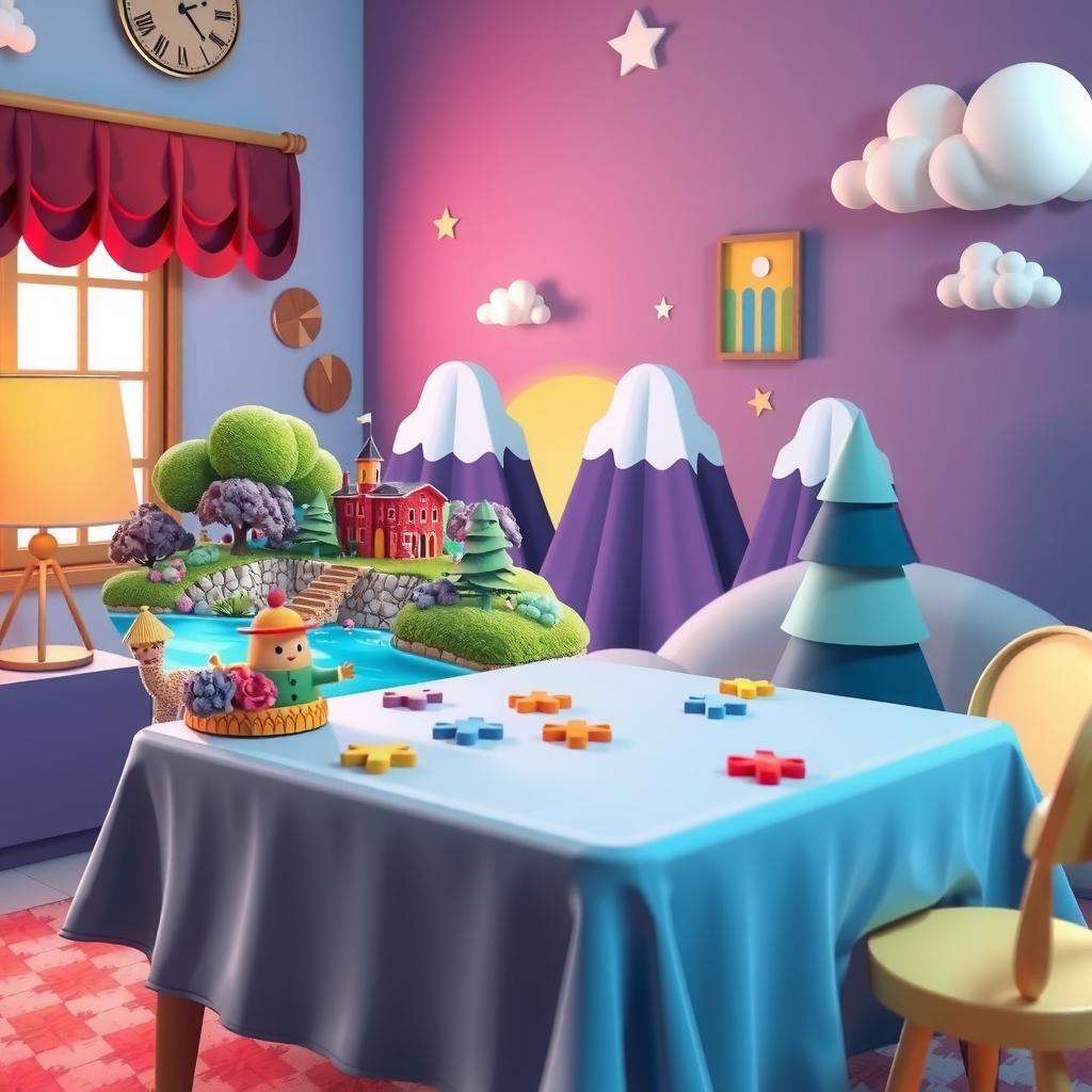 Pastel Puzzle Table Coloring Page