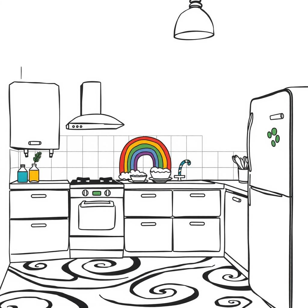 Candy Colour Kitchen Coloring Page coloring page