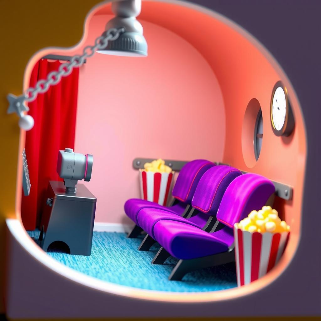 Tiny Movie Theatre Coloring Page