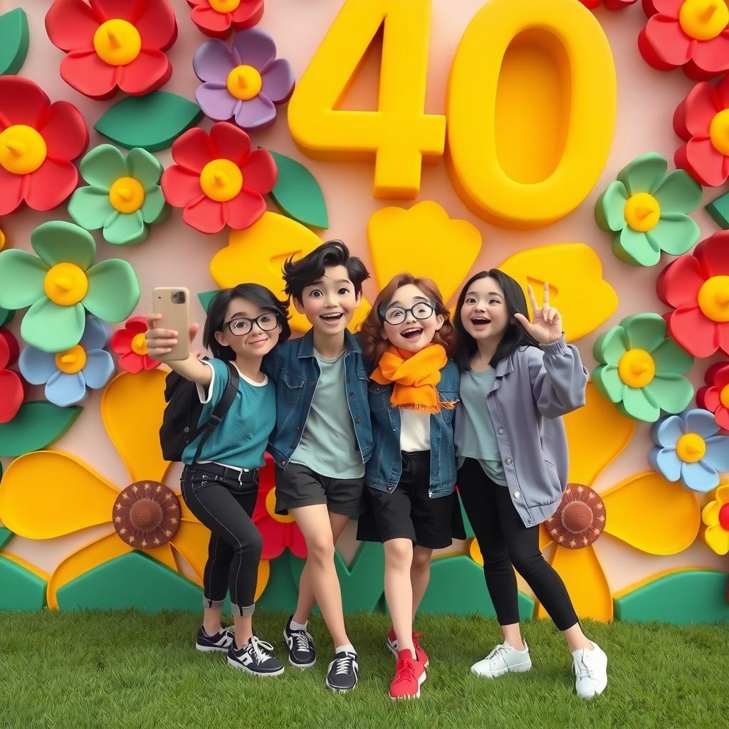 Rainbow Selfie Wall Coloring Page