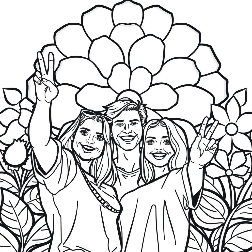 Rainbow Selfie Wall Coloring Page coloring page