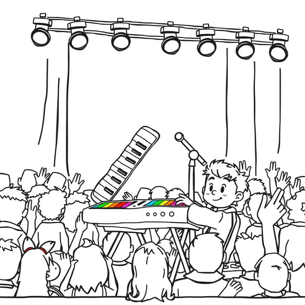 Neon Keyboard Coloring Page coloring page