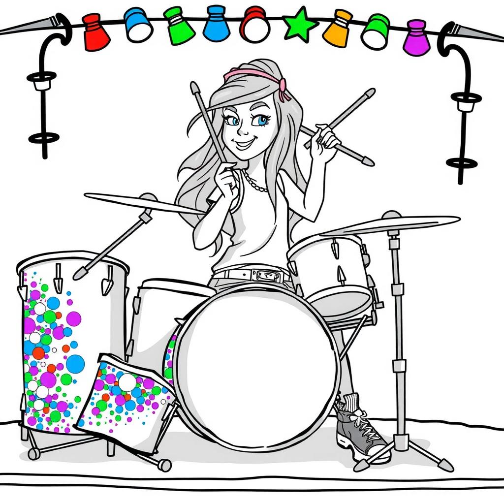 Glitter Drum Kit Coloring Page coloring page