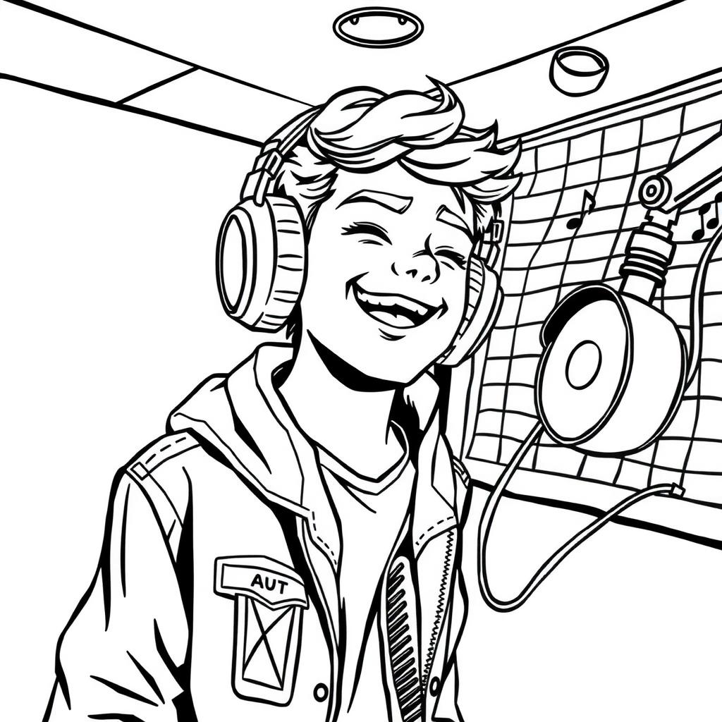 Neon Headphones Coloring Page coloring page