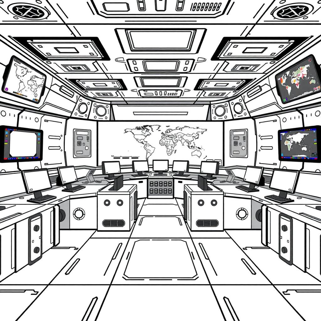 Mission Control Desk Coloring Page coloring page