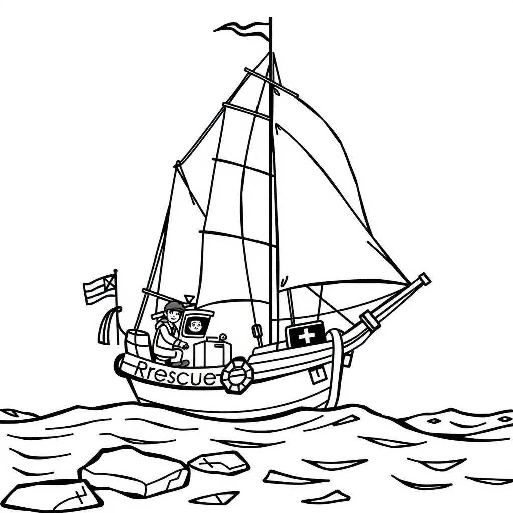 Tall Ship Rescue Coloring Page coloring page