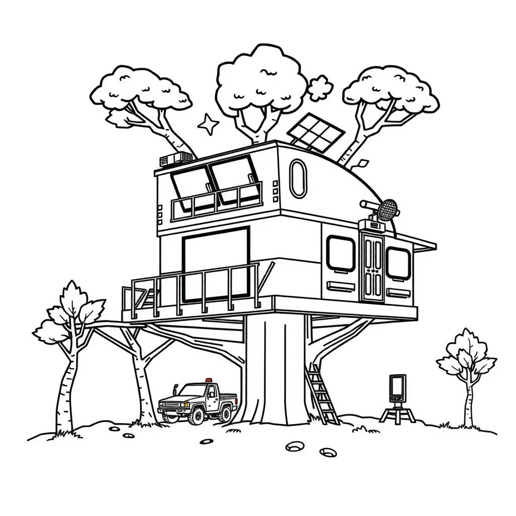 Treehouse Base Coloring Page coloring page