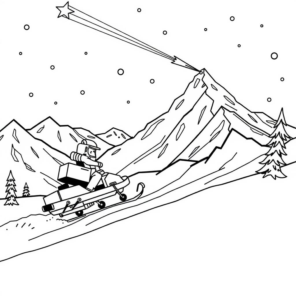 Snow Sled Rescue Coloring Page coloring page