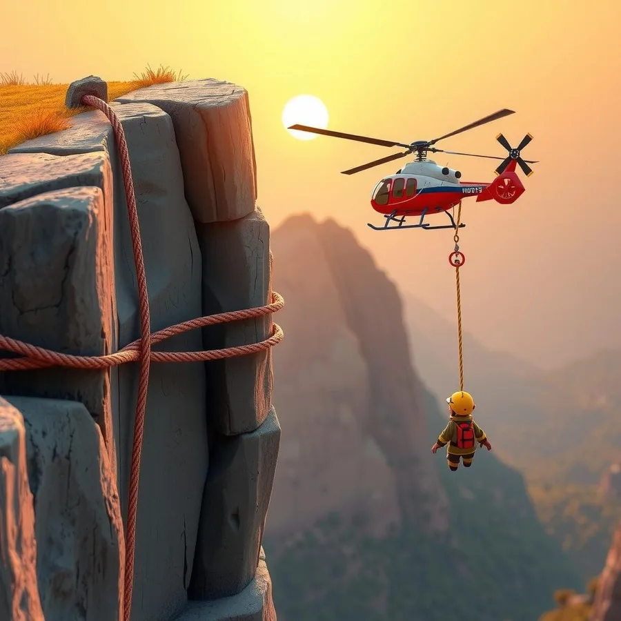 Cliff Rappel Coloring Page