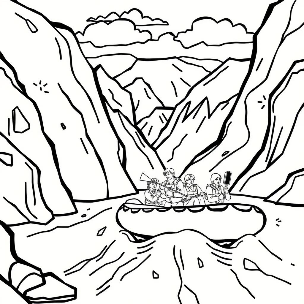 River Raft Rescue Coloring Page coloring page