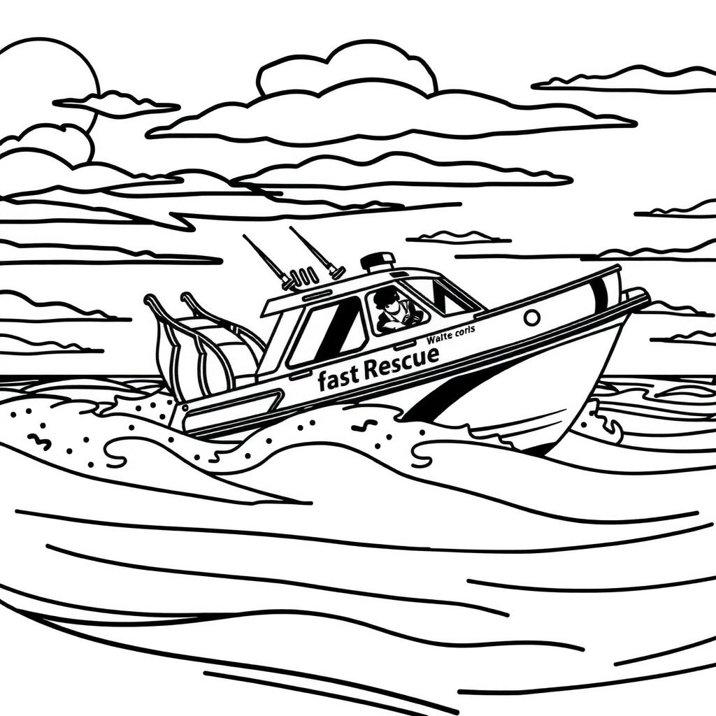 Speed Boat Chase Coloring Page coloring page