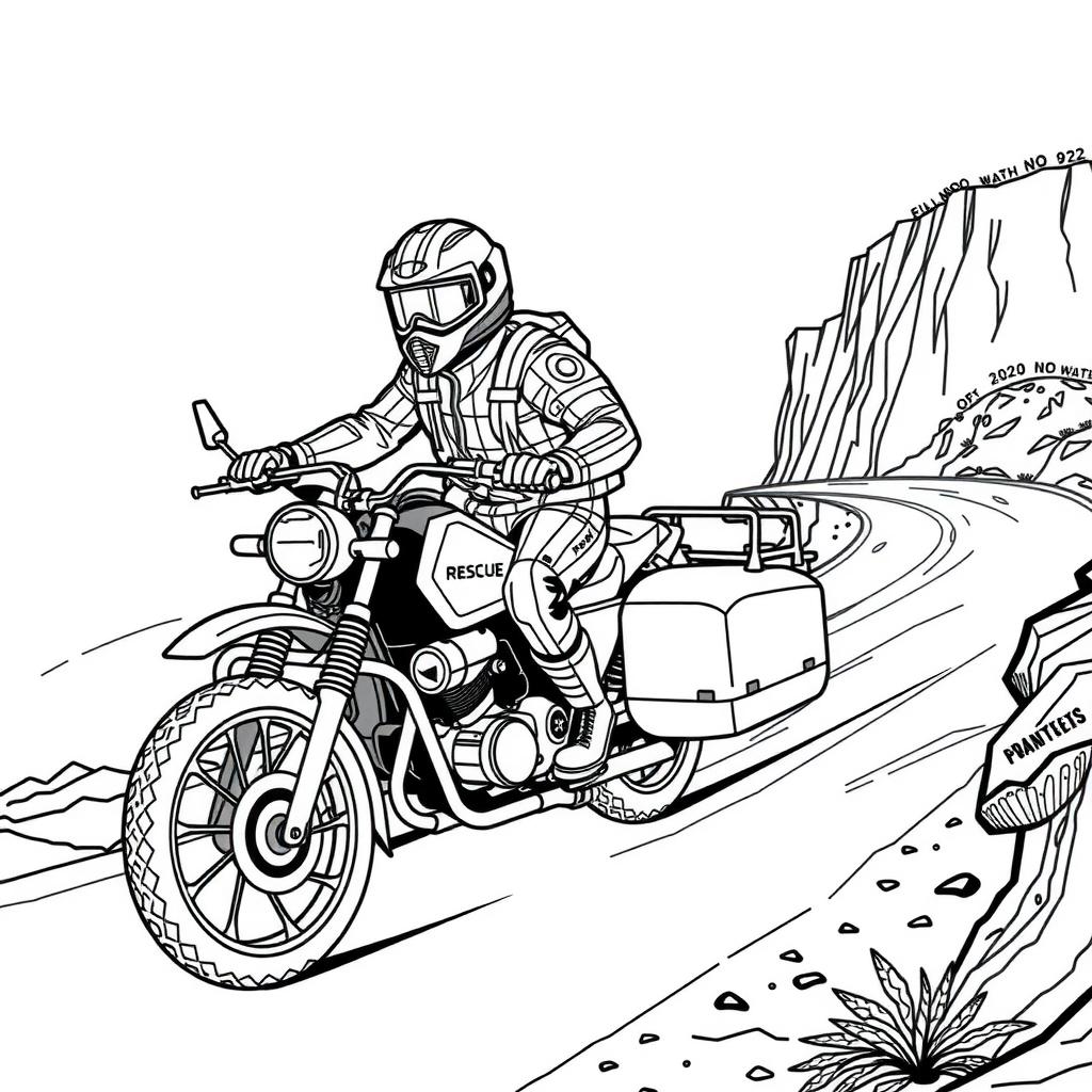 Moto Rescue Coloring Page coloring page