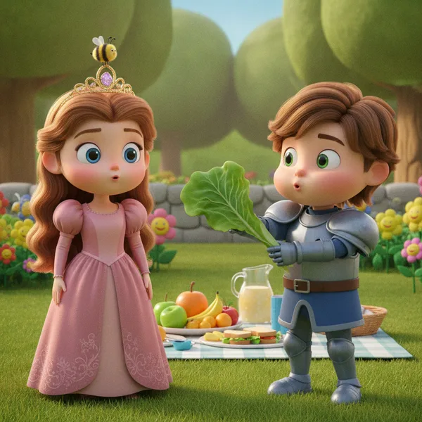 Princesa Sorprendida en el Jardín — Dibujos de Princesas para Colorear — Gratis para Imprimir