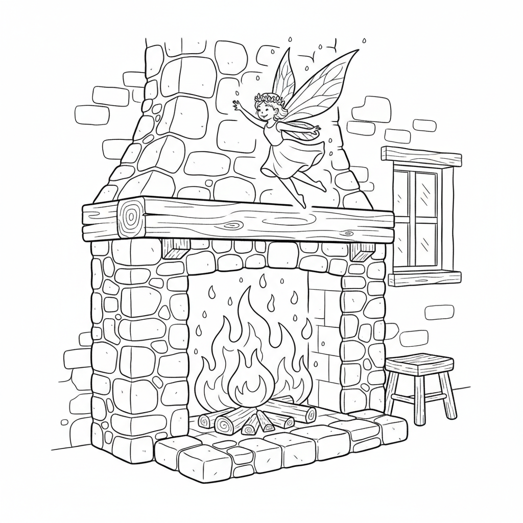 Fire Fairy Fun — Free Coloring Page for Kids coloring page