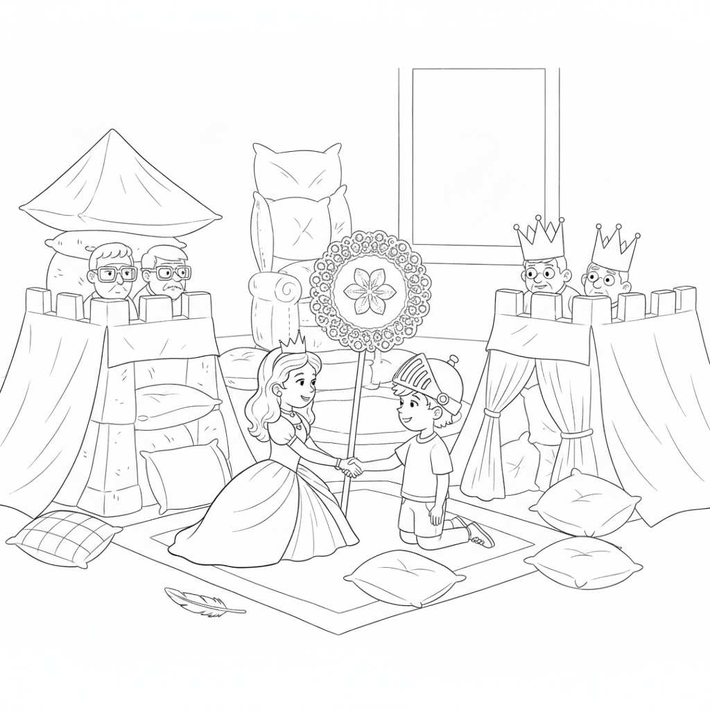 Princess in a Playroom — Free Coloring Page for Kids