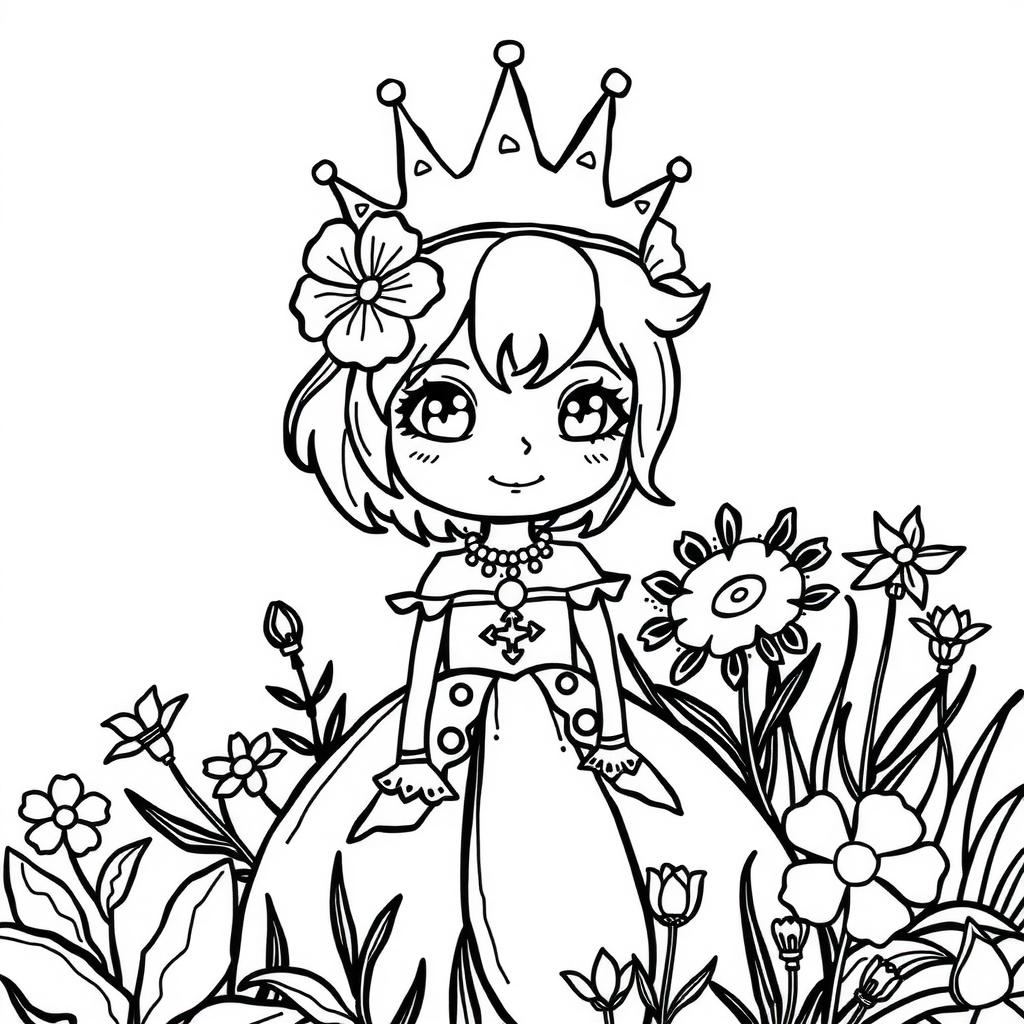 Flower Princess — Free Coloring Page for Kids coloring page