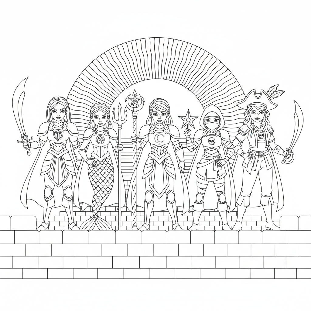 Princess Hero Squad Coloring Adventure — Free Coloring Page for Kids coloring page