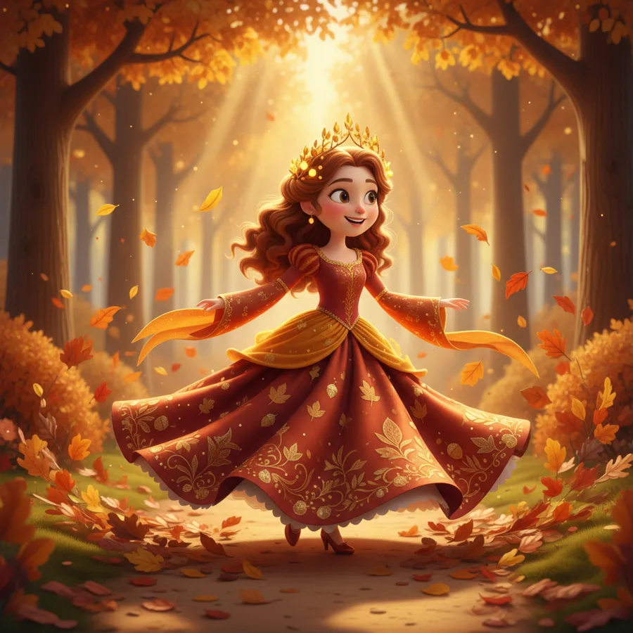 Autumn Princess Twirl — Free Coloring Page for Kids