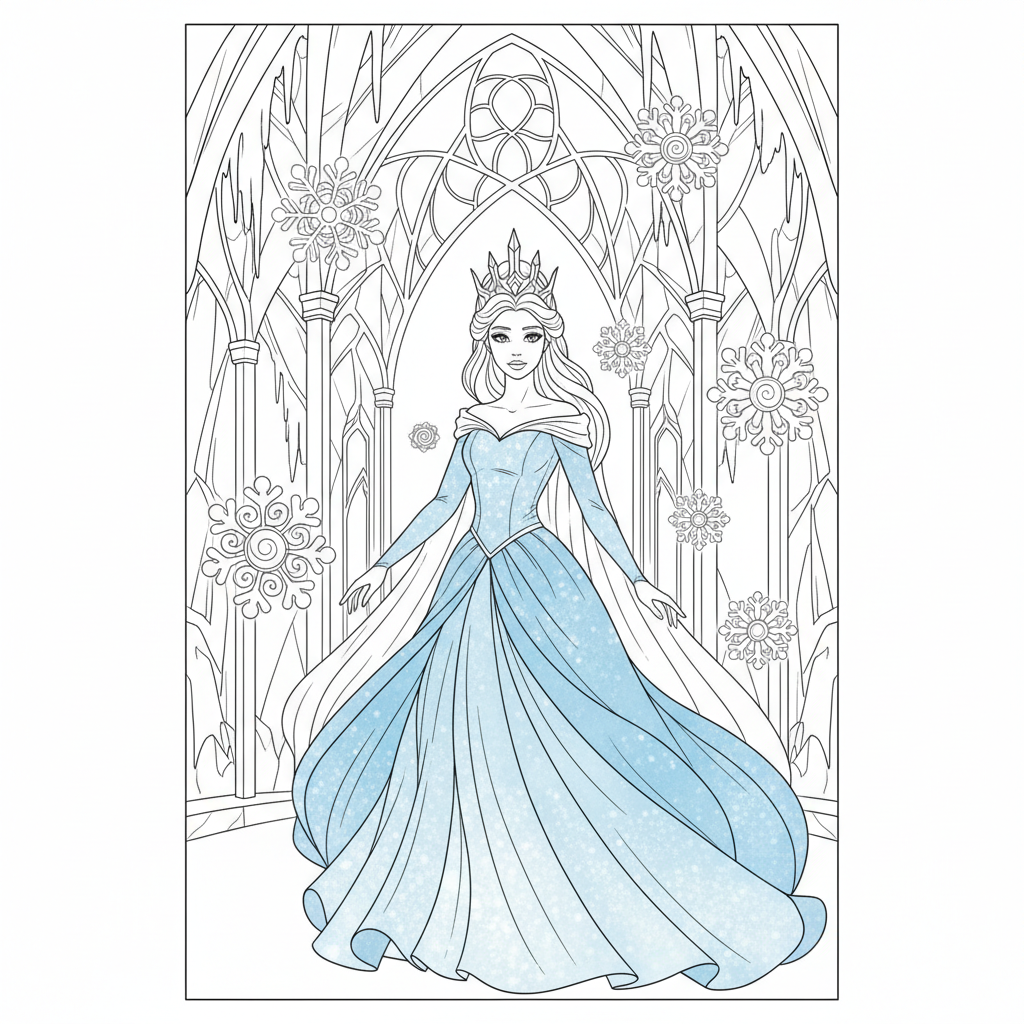 Ice Palace Adventure — Free Coloring Page for Kids coloring page