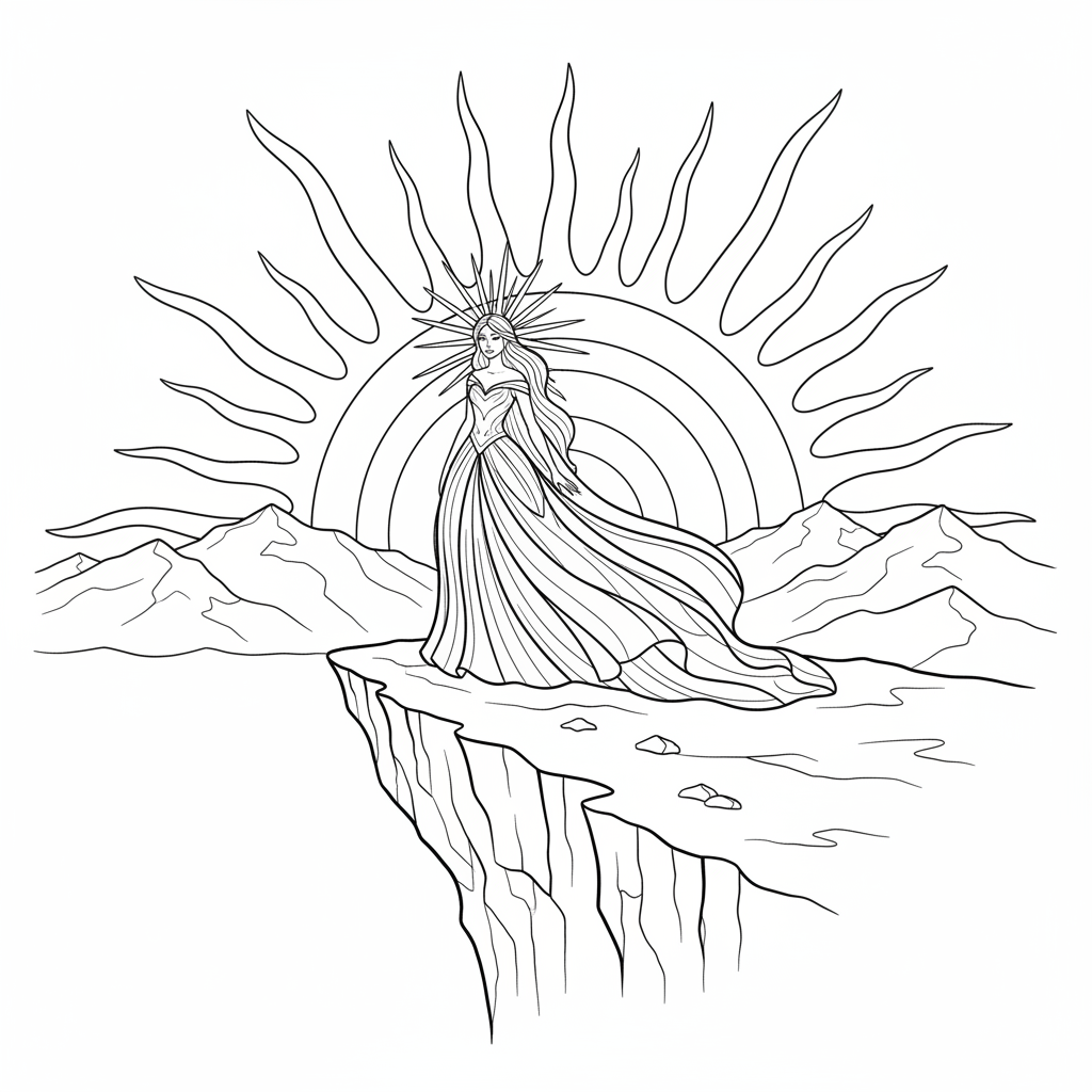 Golden Gown Adventure — Free Coloring Page for Kids coloring page