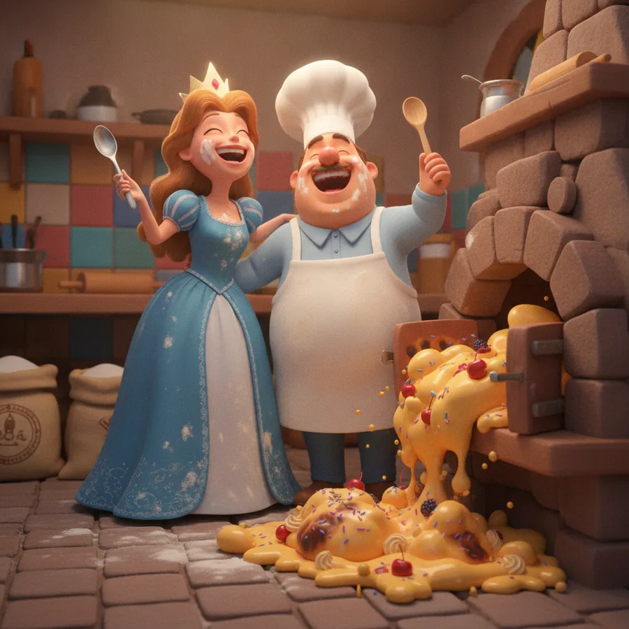 This delightful scene features a cheerful princess and a jovial chef, making it fun to color their bright outfits and the colorful kitchen. The spacious areas like the gowns are easy to fill, while the detailed oven offers a fun challenge.