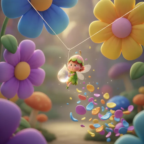 Hada Mágica en un Jardín de Flores — Dibujos de Hadas para Colorear — Gratis para Imprimir