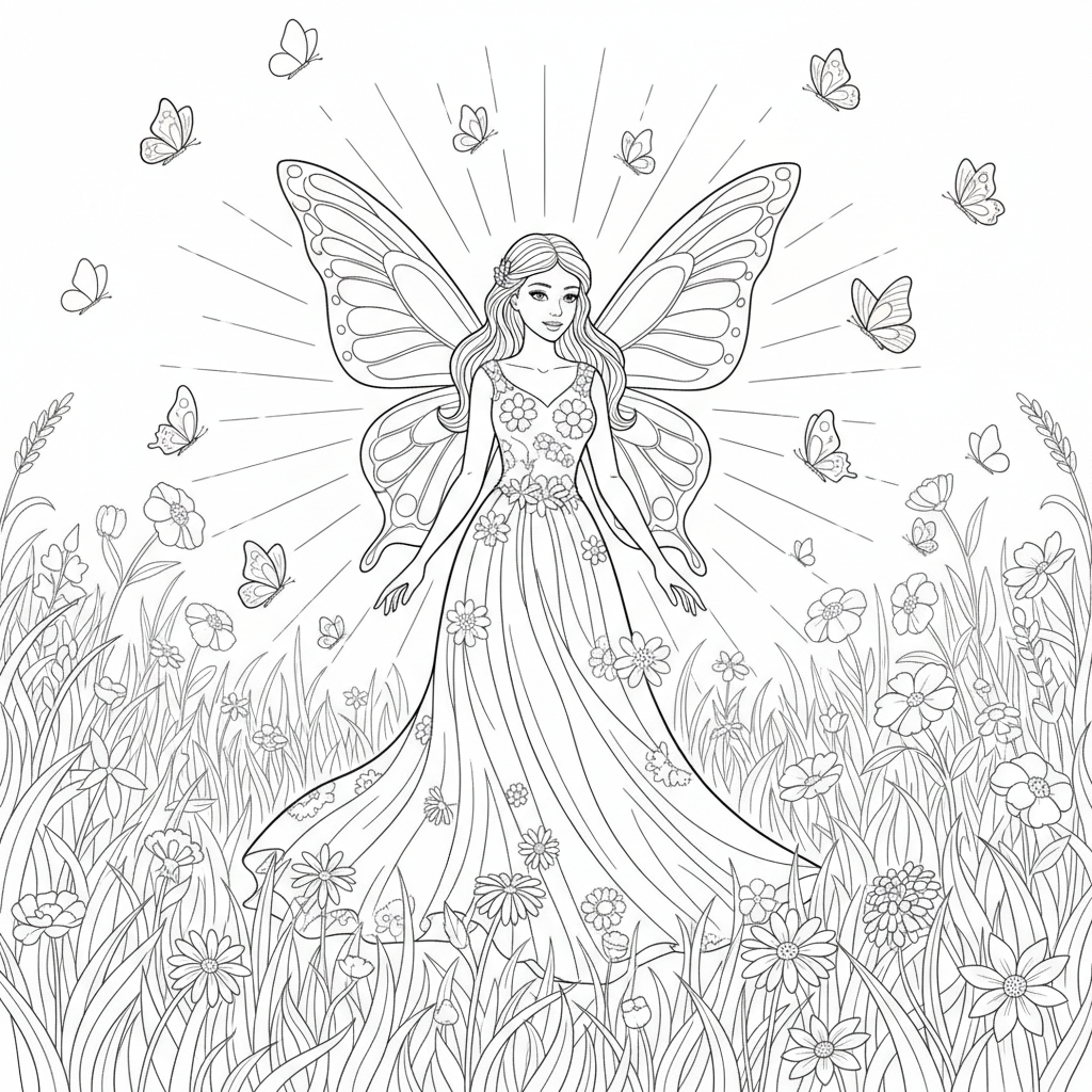 Butterfly Princess Wings — Free Coloring Page for Kids coloring page