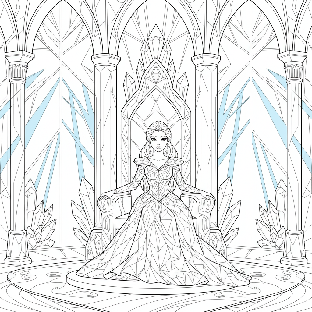 Crystal Throne Adventure — Free Coloring Page for Kids coloring page
