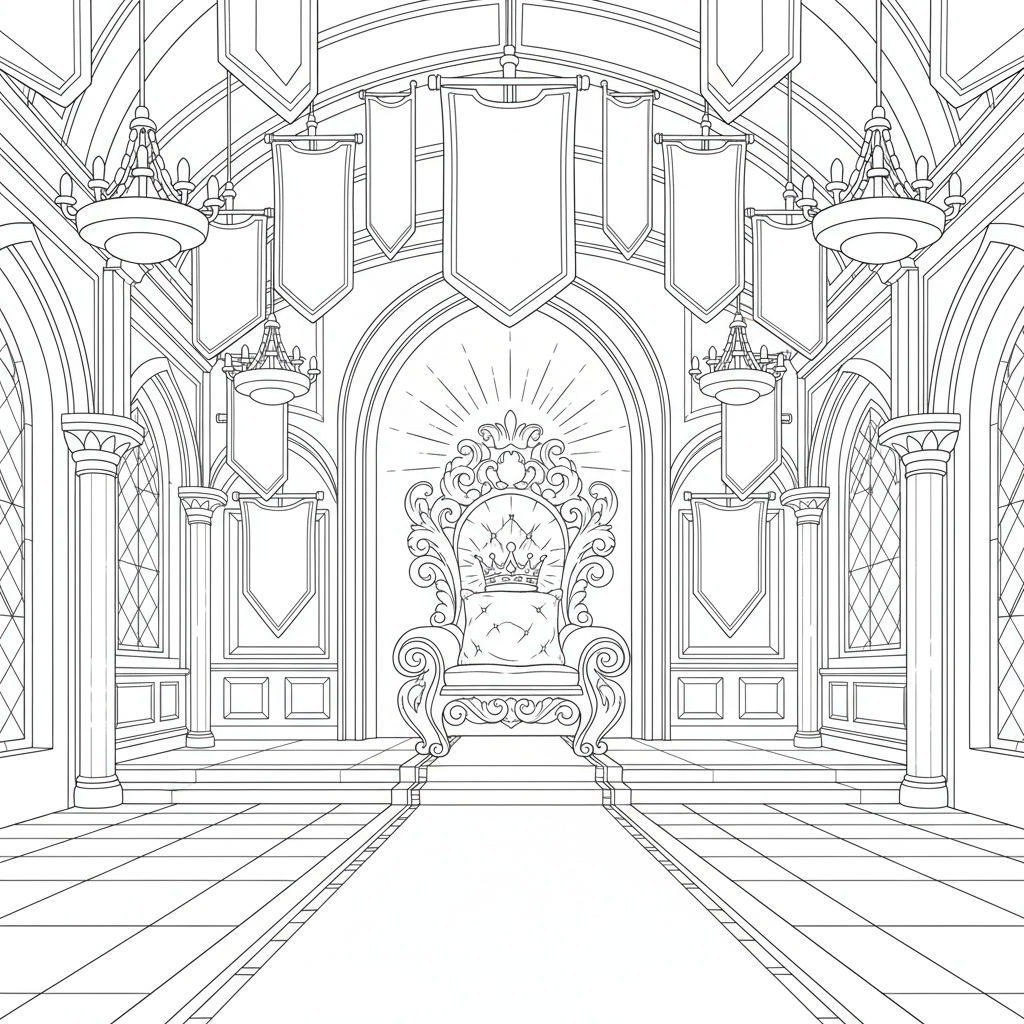 Princess Throne Room — Free Coloring Page for Kids coloring page