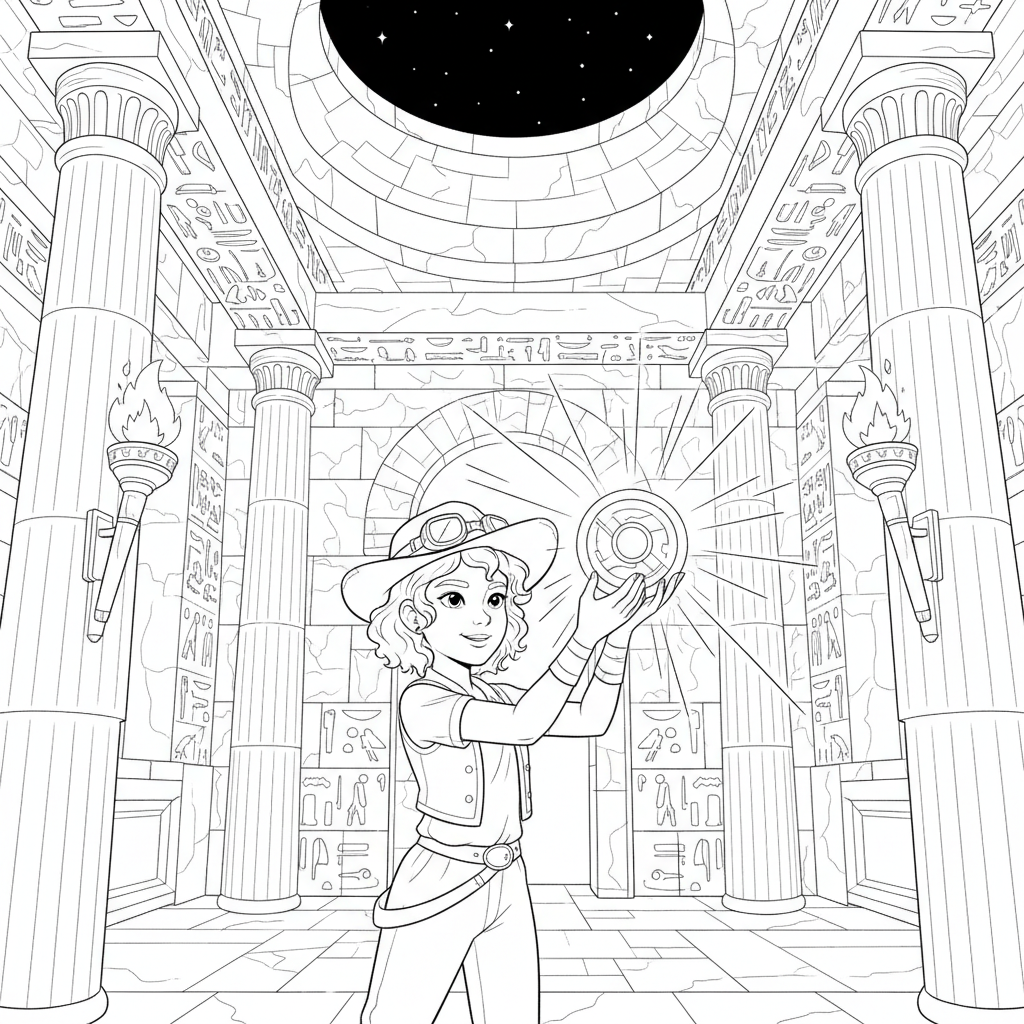 Treasure Hunter Princess — Free Printable Coloring Page for Kids coloring page