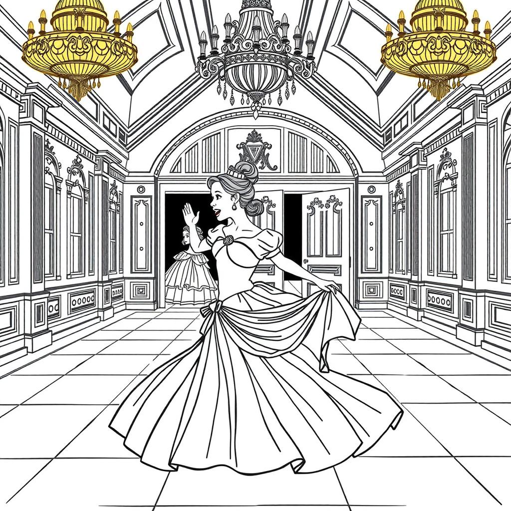 Princess Dances — Free Printable Coloring Page for Kids coloring page