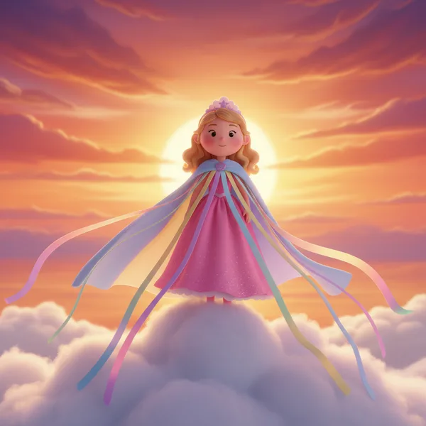 Sky Princess on a Fluffy Cloud — Free Coloring Page for Kids
