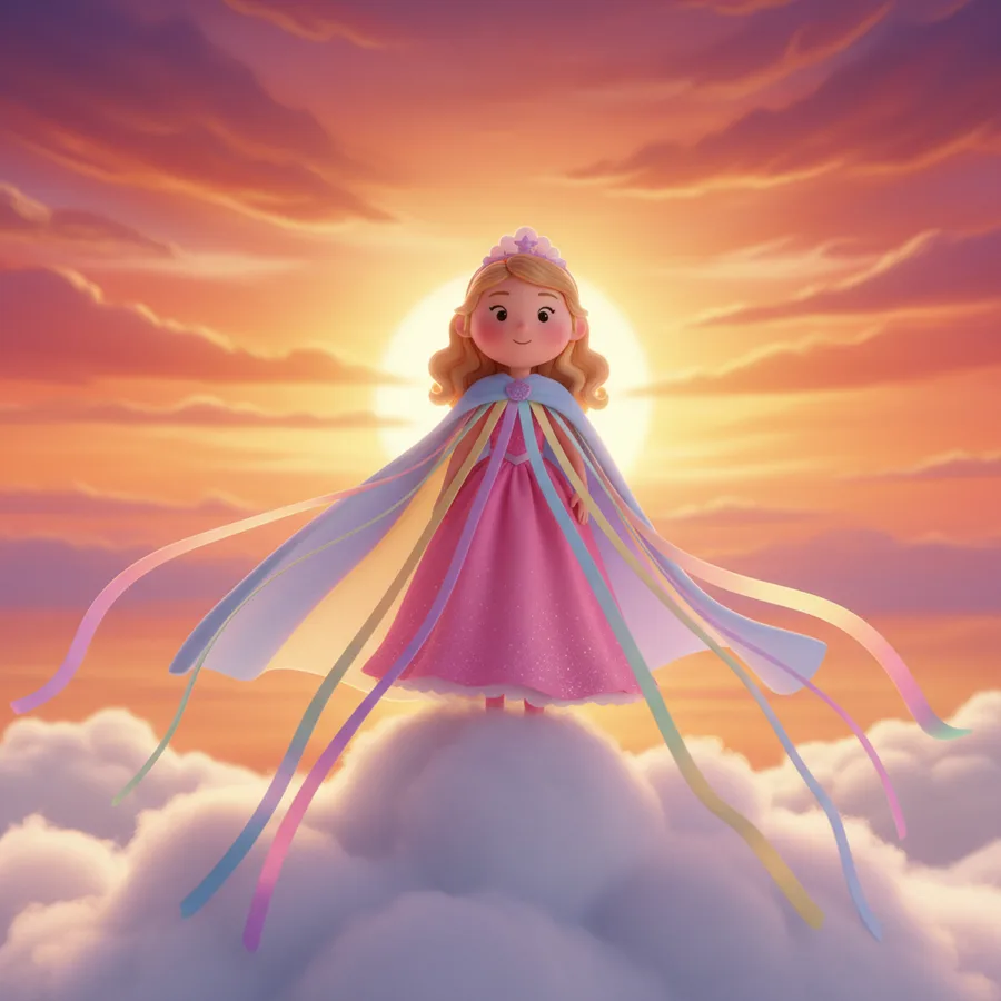 Sky Princess on a Fluffy Cloud — Free Coloring Page for Kids