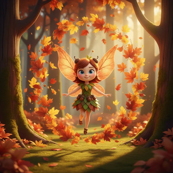 Autumn Fairy Leaves — Free Coloring Page for Kids