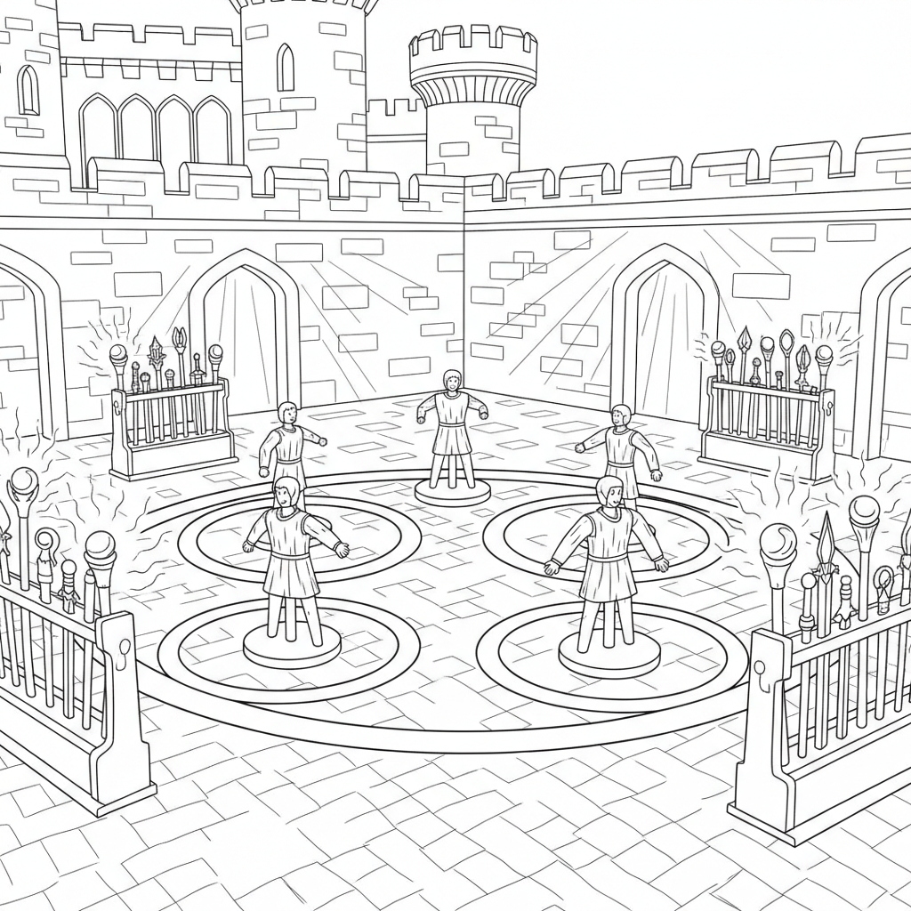 Princess Training Arena — Free Coloring Page for Kids coloring page