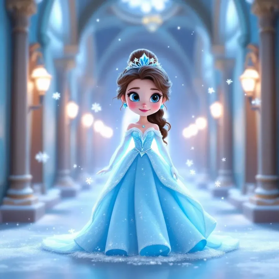 Sparkling Winter Scene — Free Princess Coloring Page