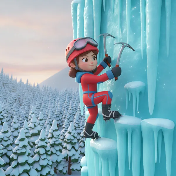 Princess Climbing an Icy Wall — Free Coloring Page for Kids