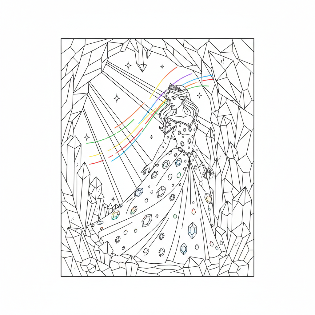 Jewel Princess Crystals — Free Coloring Page for Kids coloring page