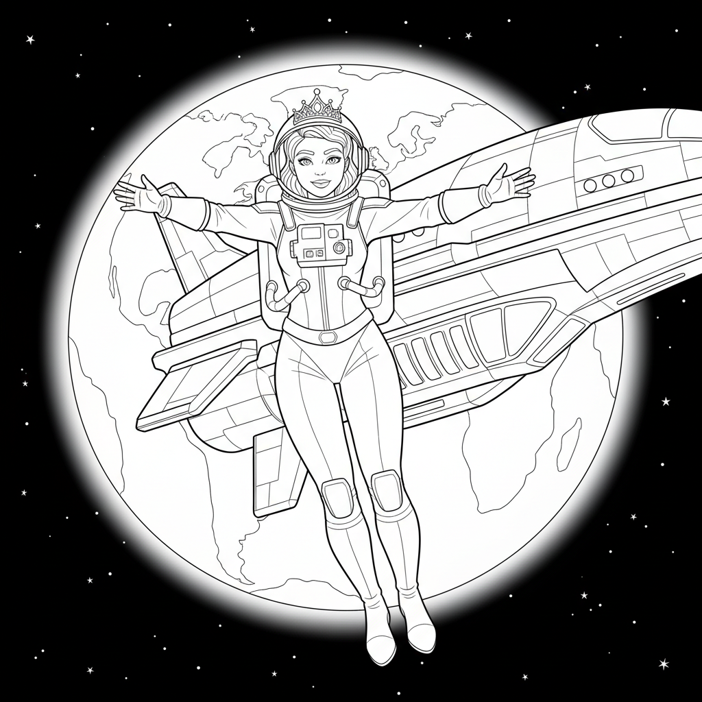 Floating Princess Adventure — Free Coloring Page for Kids coloring page