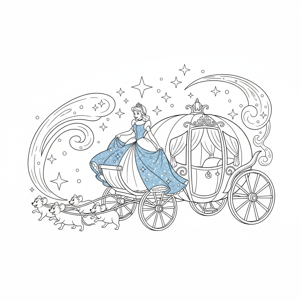 Sparkling Princess Carriage — Free Coloring Page for Kids coloring page