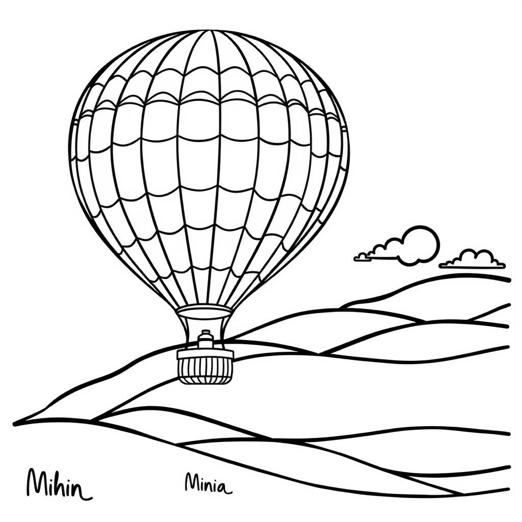 Pastel Hot Air Balloon Coloring Page coloring page