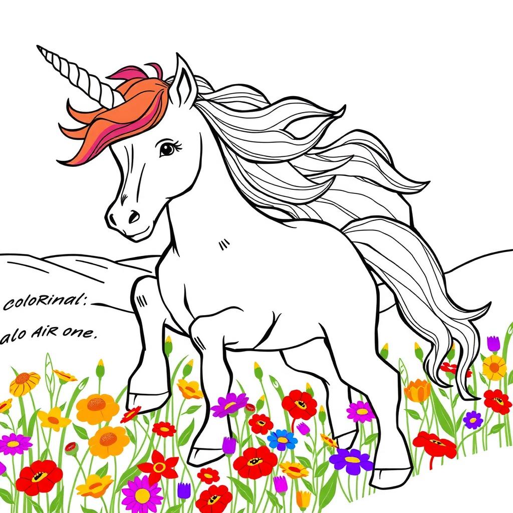 Glitter Unicorn Coloring Page coloring page