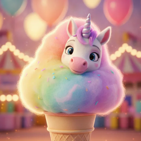 Whimsical Unicorn with Cotton Candy — Free Coloring Page for Kids