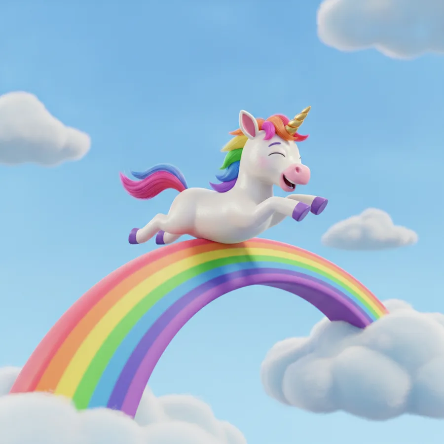 ¡Colorea el unicornio alegre mientras salta sobre un brillante arcoíris! Las nubes esponjosas son fáciles de colorear, mientras que la melena del unicornio ofrece un divertido desafío.