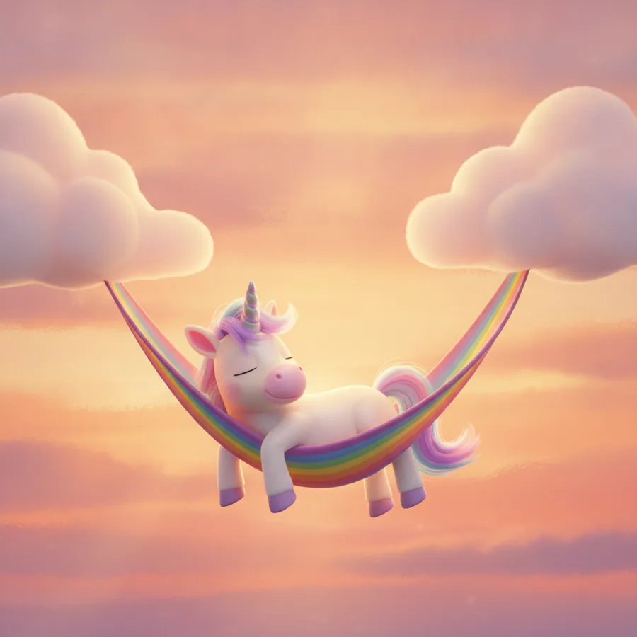 Esta página de colorir apresenta uma cena de sonho com um lindo unicórnio em uma rede. As crianças vão adorar colorir o vibrante pôr do sol e as nuvens fofas, com áreas fáceis e alguns detalhes encantadores.