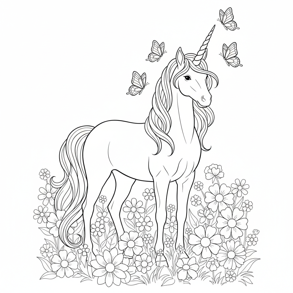 Rainbow Mane Meadow — Free Printable Coloring Page for Kids coloring page