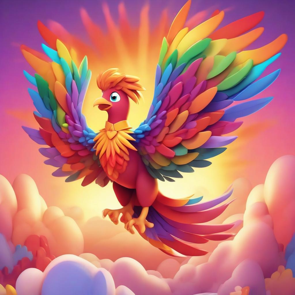 Rainbow Phoenix Coloring Page