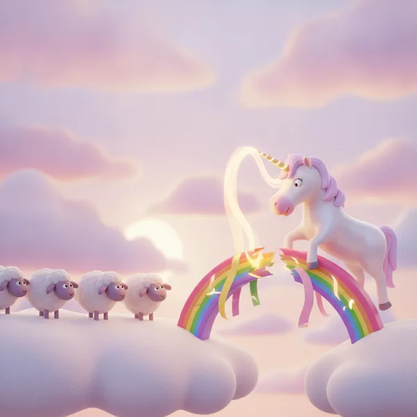 Unicornio Juguetón Saltando Sobre el Arcoíris — Dibujos de Unicornios para Colorear — Gratis para Imprimir