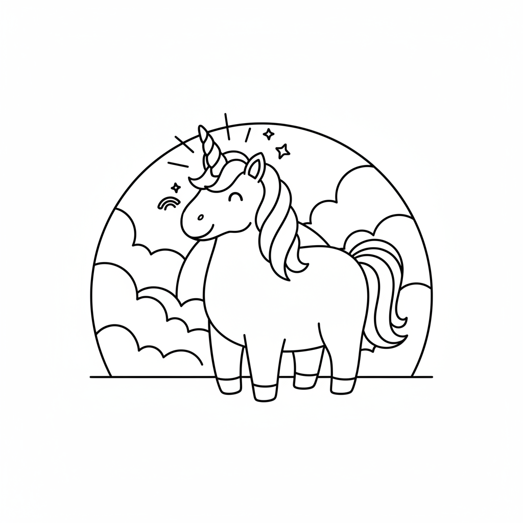 Rainbow Horn Sparkles — Free Printable Coloring Page for Kids coloring page